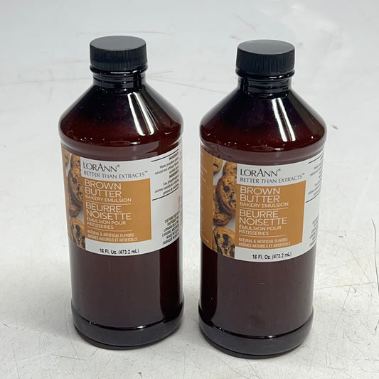 LORANN (2 PACK) Better Than Extracts Brown Butter Bakery Emulsion 16 Fl Oz