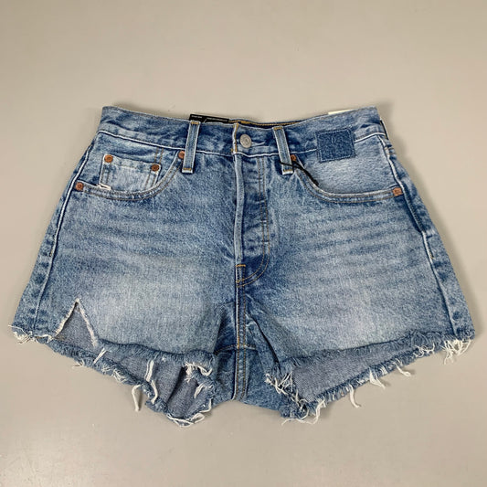 LEVIS 501 Original Fit High Rise Shorts Medium Wash Women's Sz 25 Mega Vibe Blue