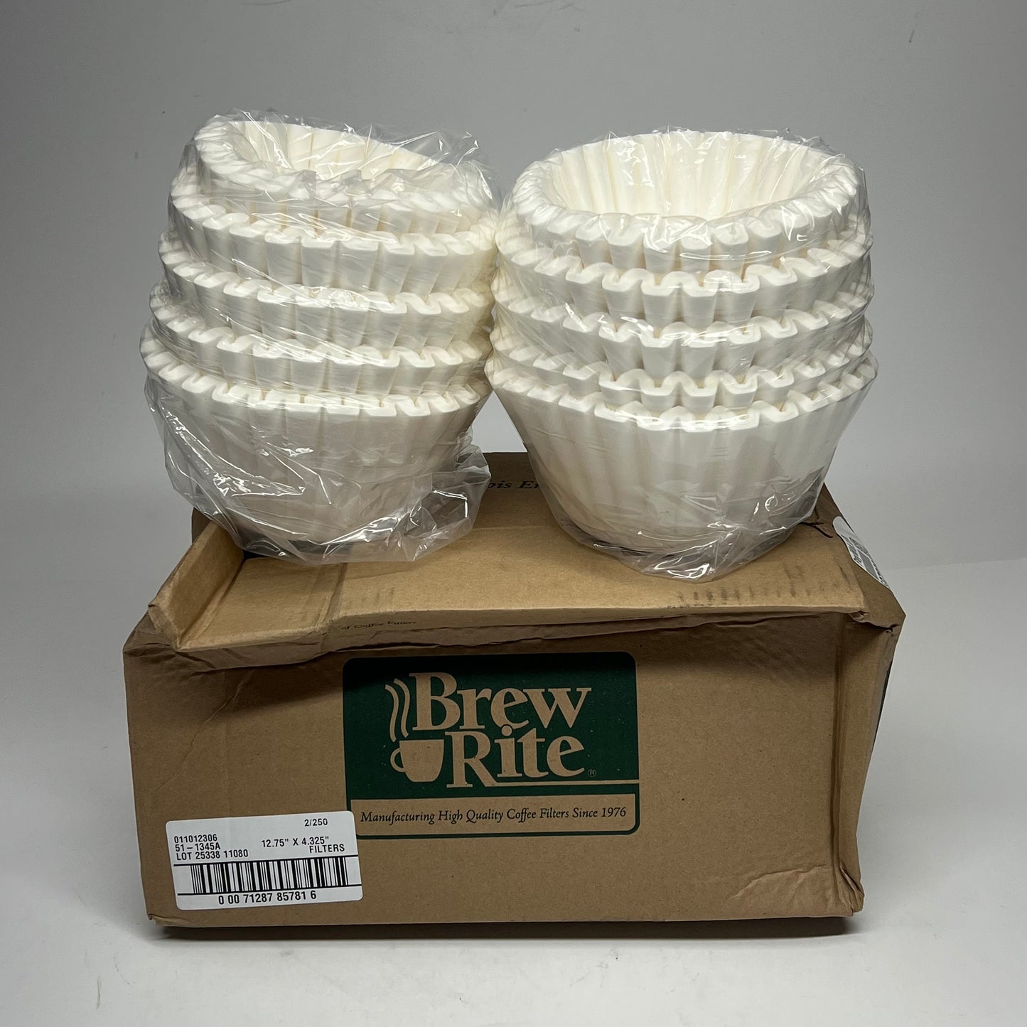 ZA@ BREW RITE (500 PACK) Coffee Filters  12.75" X 4.32" White 011012306 (As-Is)