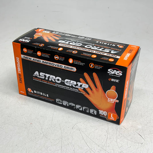 ASTRO GRIP (100 Gloves) Powder Free Nitrile Examination Gloves L Orange 66473