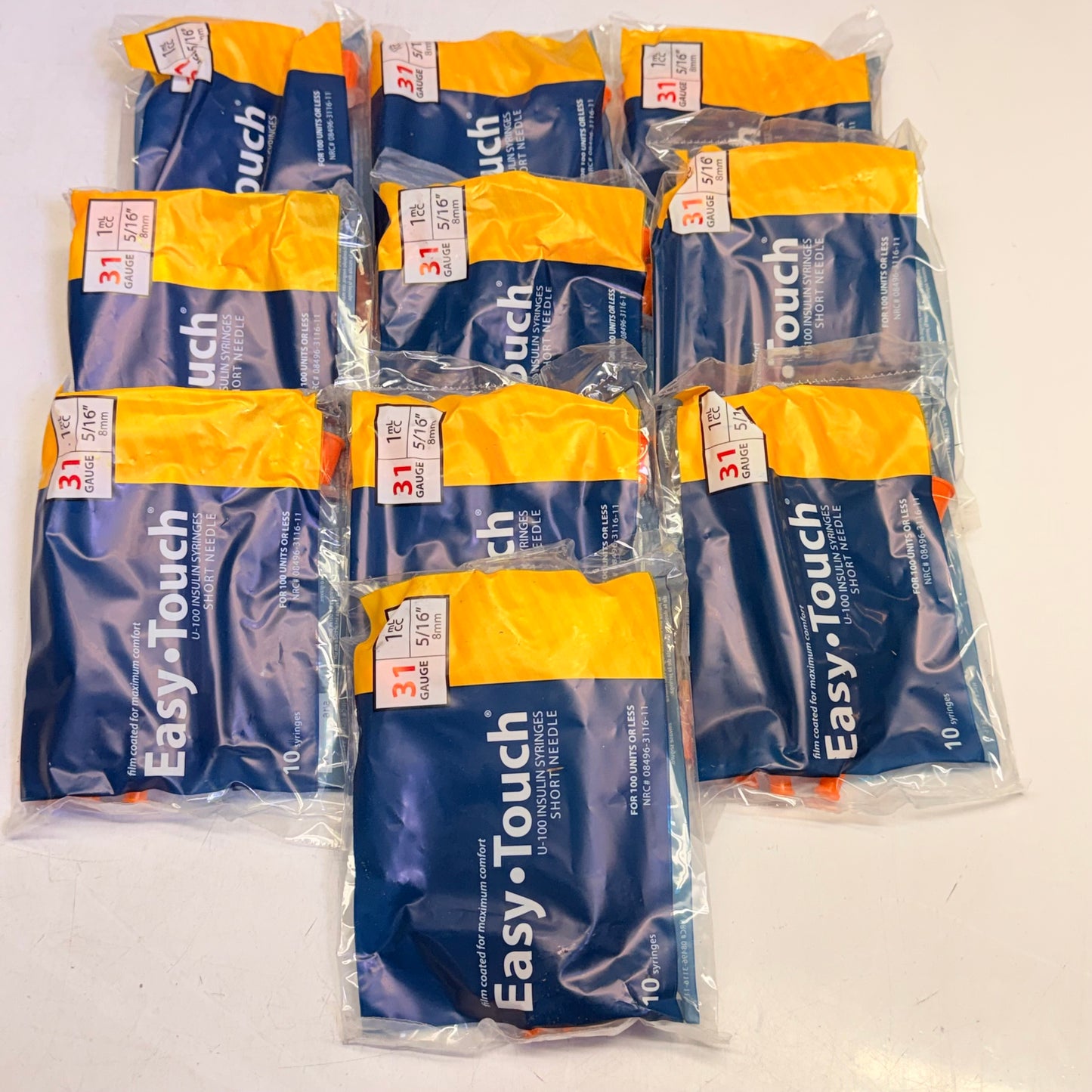 EASY TOUCH (100 PACK) U-100 Insulin Syringes 31 Gauge 1ml CC 5/16" 831165 (New Other)