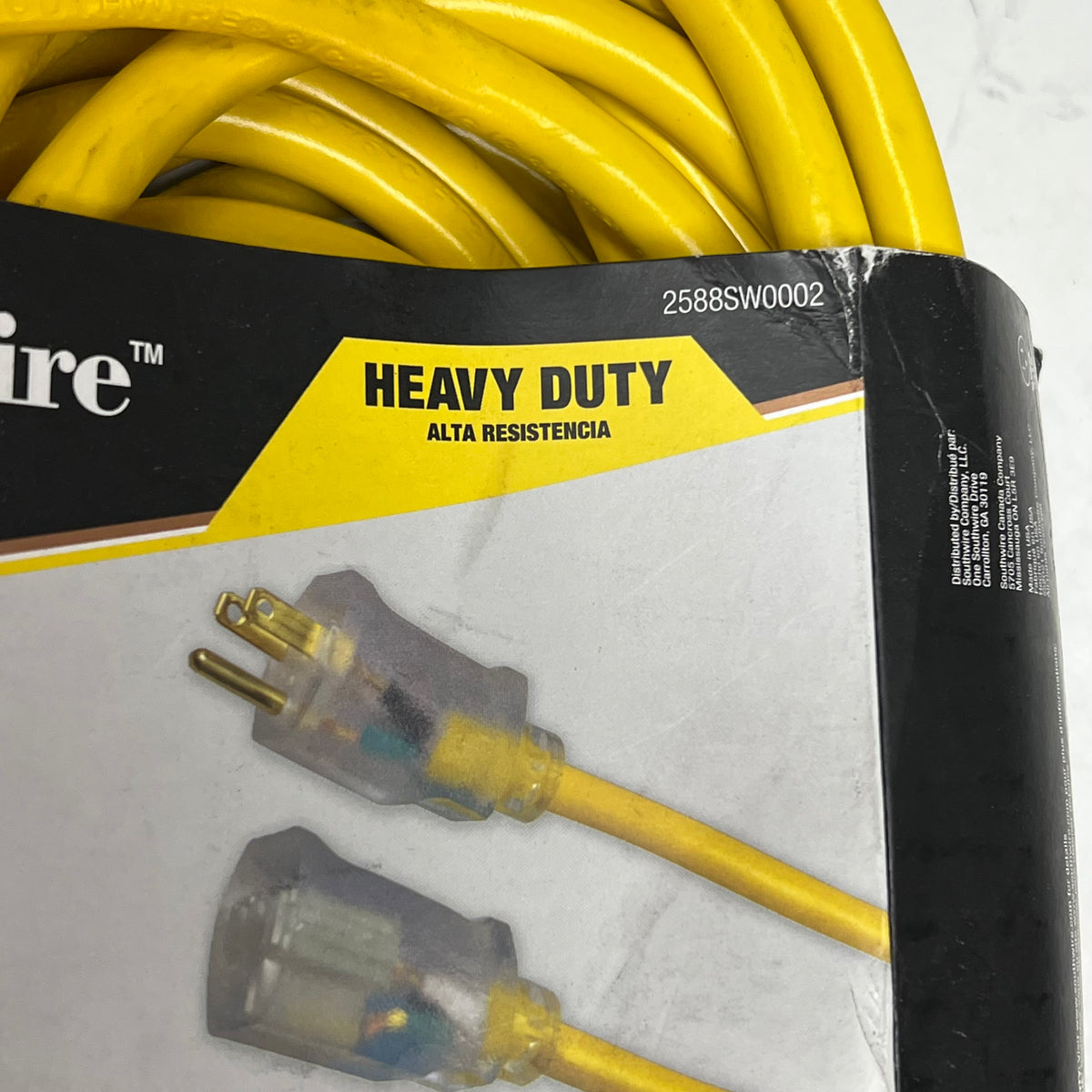 SOUTHWIRE Heavy Duty 3 Prong Extension Cord Highly Visible 50' Yellow 2588SW0002