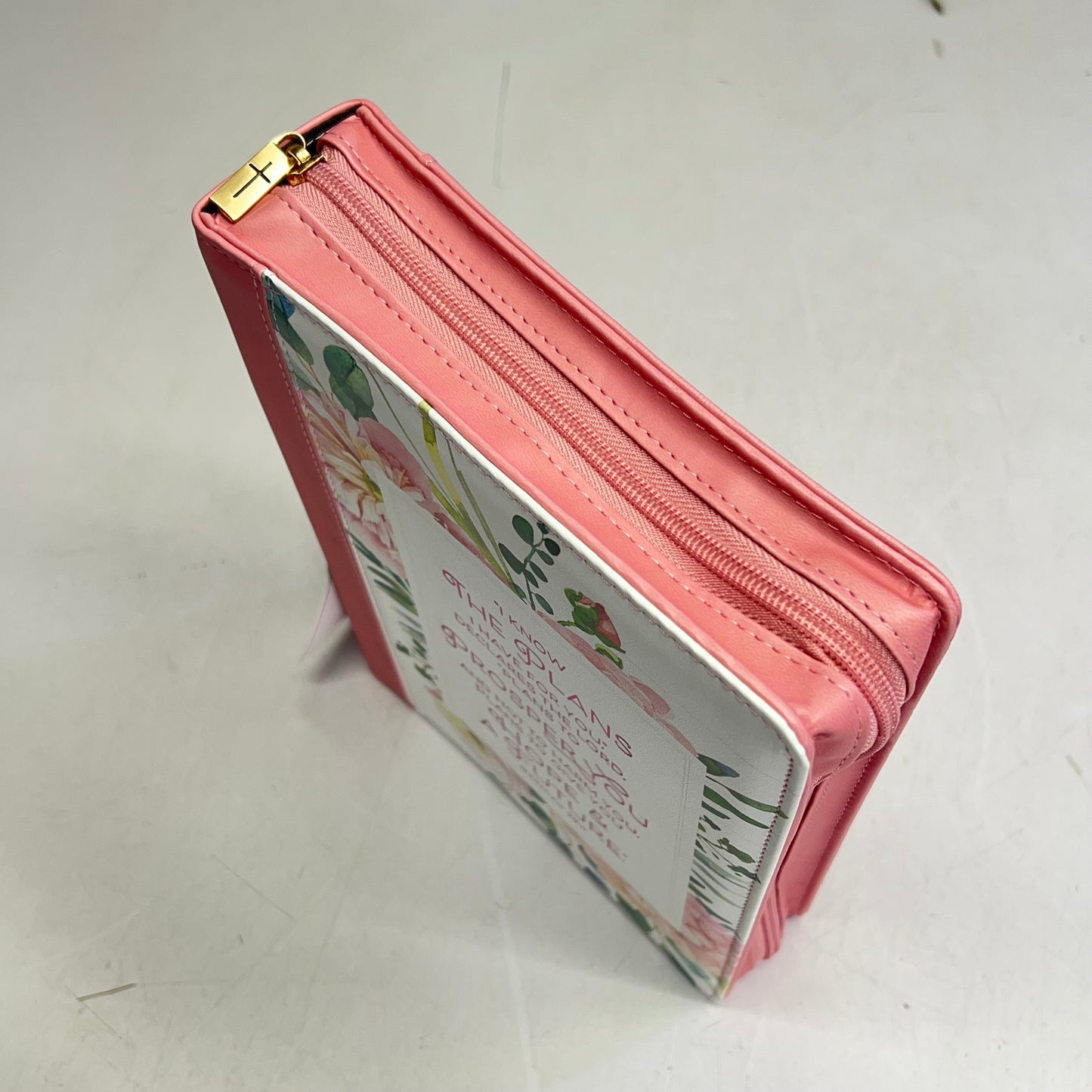 CHRISTIAN ART GIFTS 29:11 Plans Bouquet Faux Leather Bible Cover 7"x10" Pink