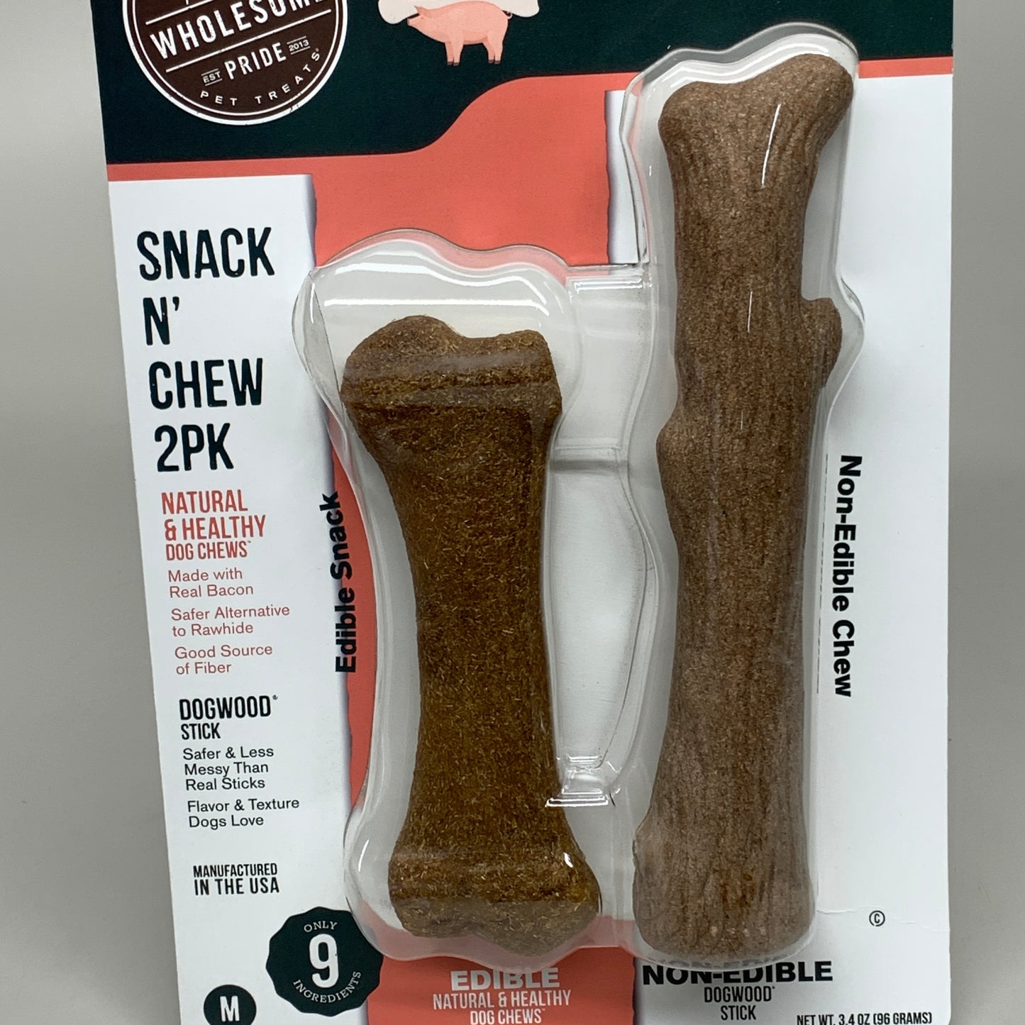 PETSTAGES (2 PACK) Bacon Dogwood Stick Snack N'Chew 2pk M 71035-WPPS-BL-V2