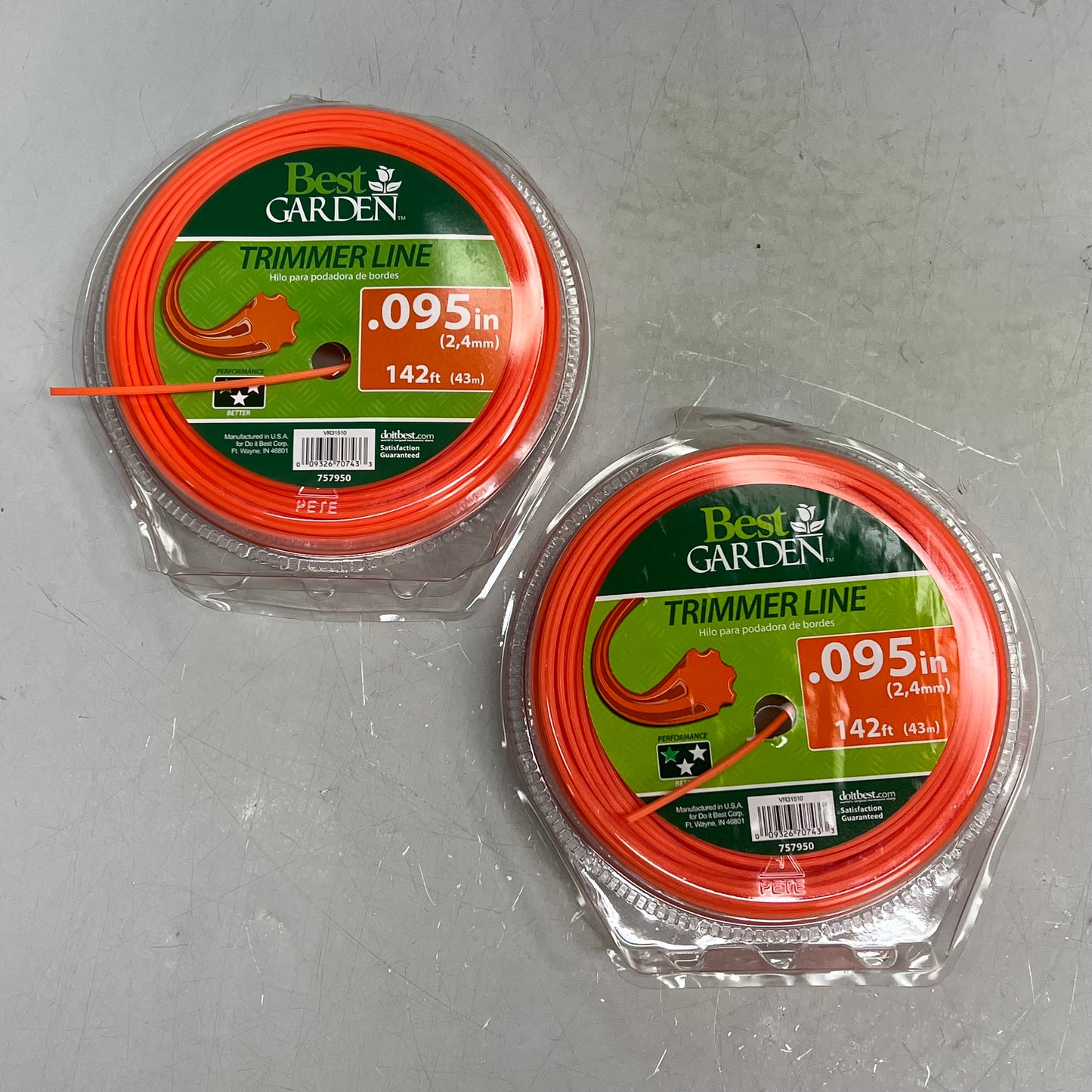 ZA@ BEST GARDEN (2 PACK) Trim Line 7-Point Star Shape .095"142' Bright Orange 757950