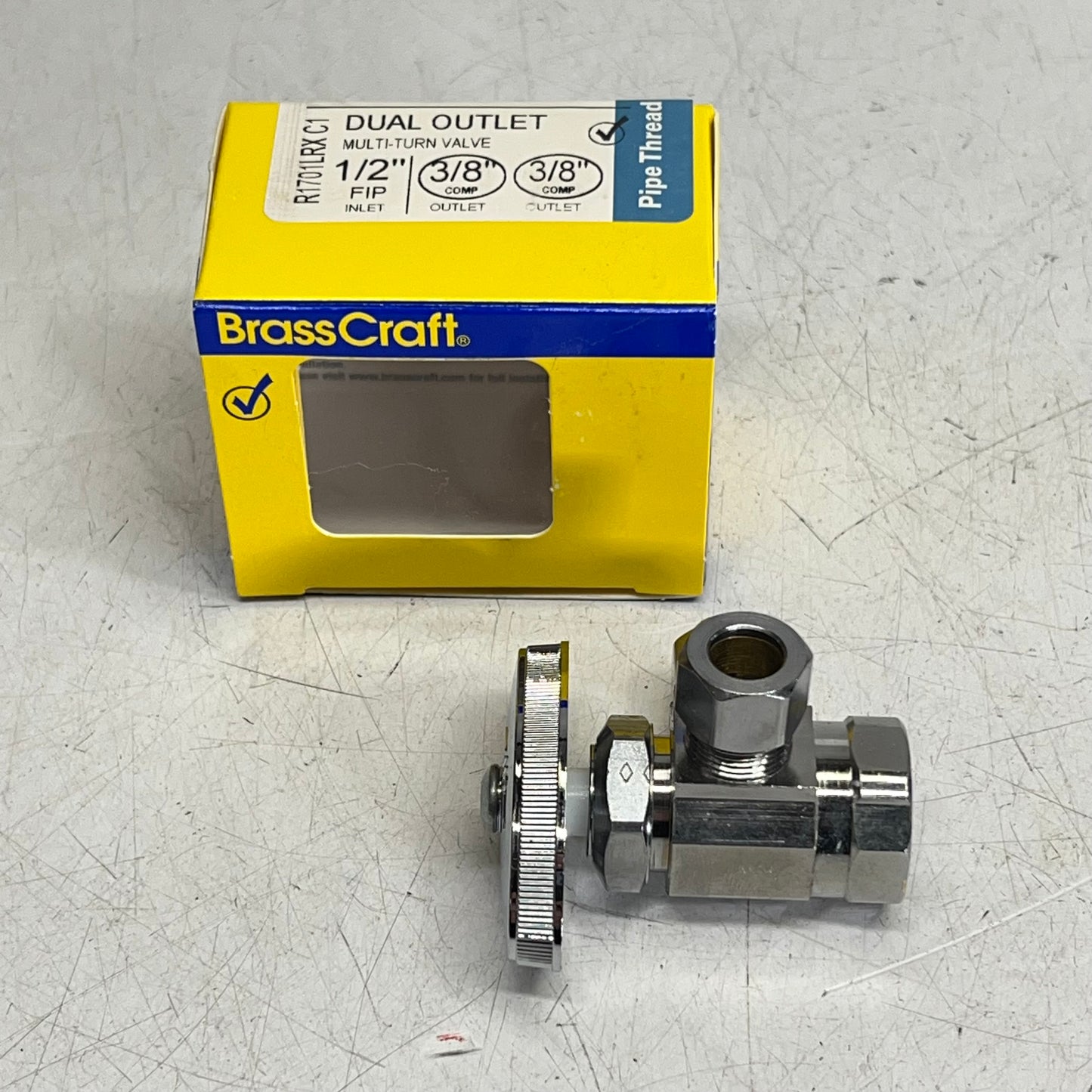 BRASS CRAFT Dual Angle Supply Stop Valve  1/2" FIP x 3/8" O.D. Compr R1701LRX-C1