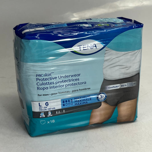 TENA (18 PACK) Proskin Protective Underwear for Men Sz L White 37712-05