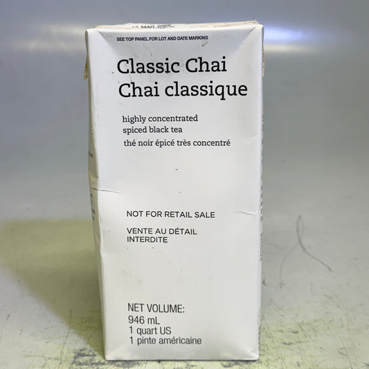 ZA@ STARBUCKS (12 PACK) Classic Chai High Concentrated Spiced Black Tea 1qt BB 03/26 As-Is