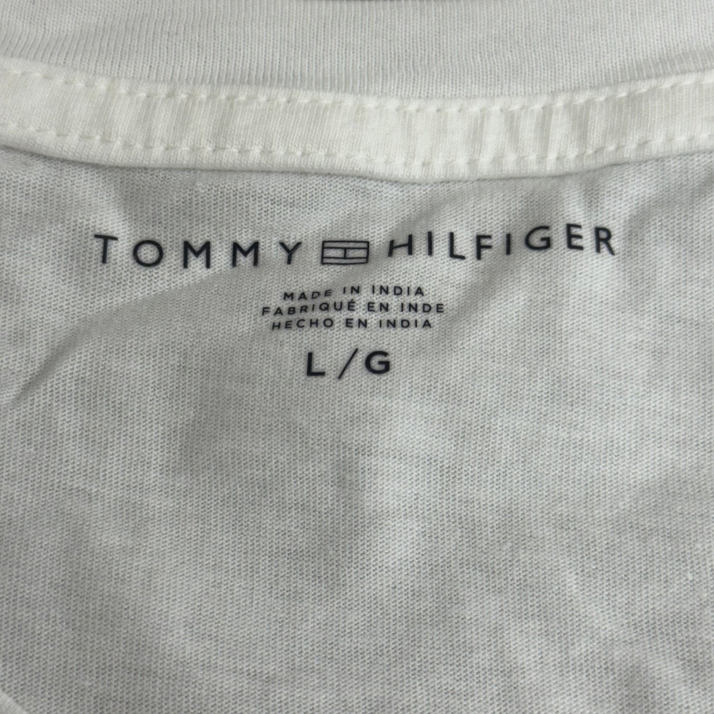 TOMMY HILFIGER Adaptive Short Sleeve Magnet Button T-Shirt White Women's SZ L Signature (New Other)