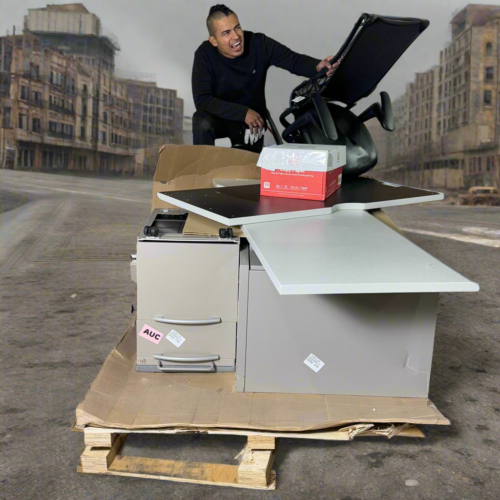 ZA@ Pallet of Office Furniture, Desk, Cubicle Parts, etc. (AS-IS, Pre-Owned)