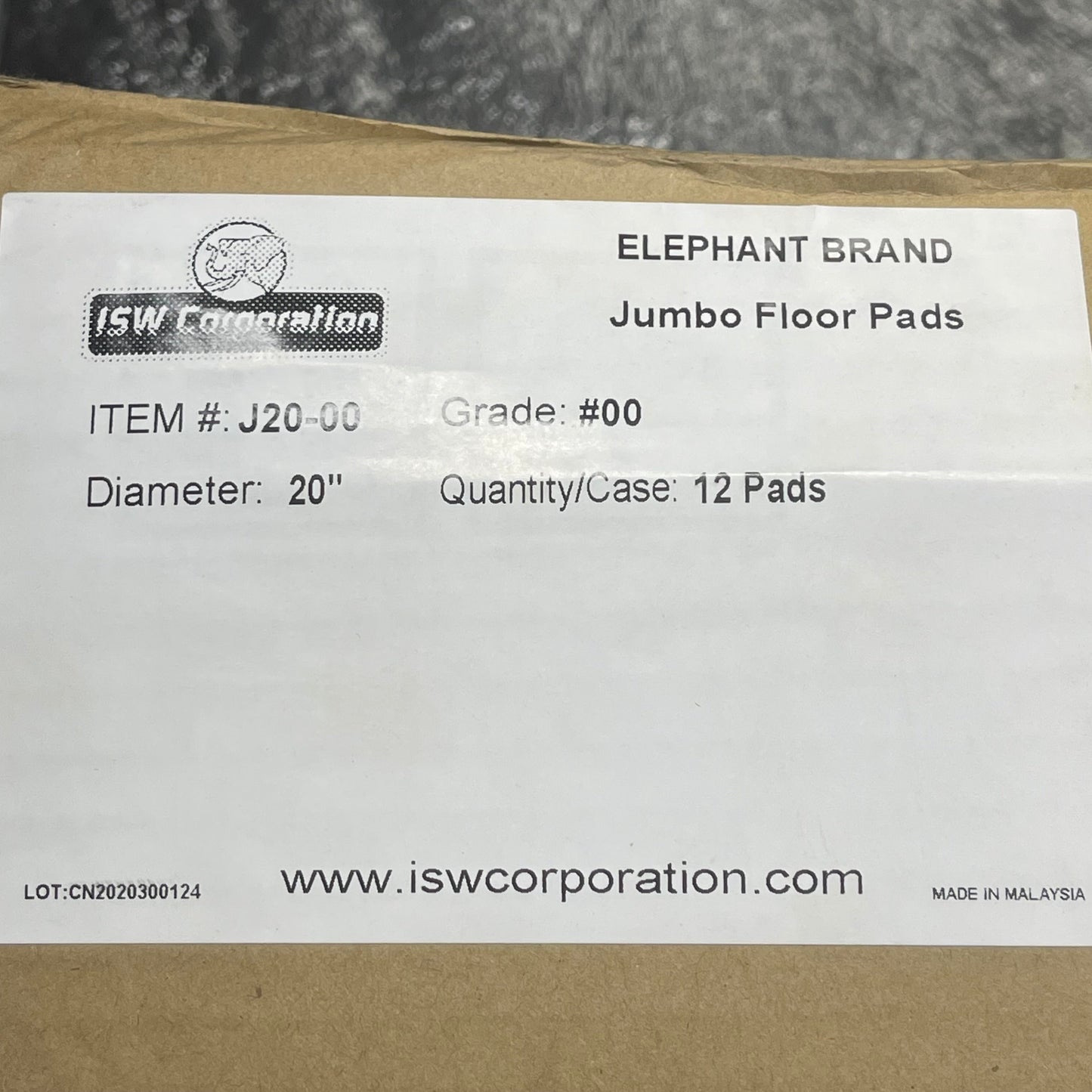 ISW Corporation Elephant Brand 12 Jumbo Floor Pads 20" Steel Wool Grade #00