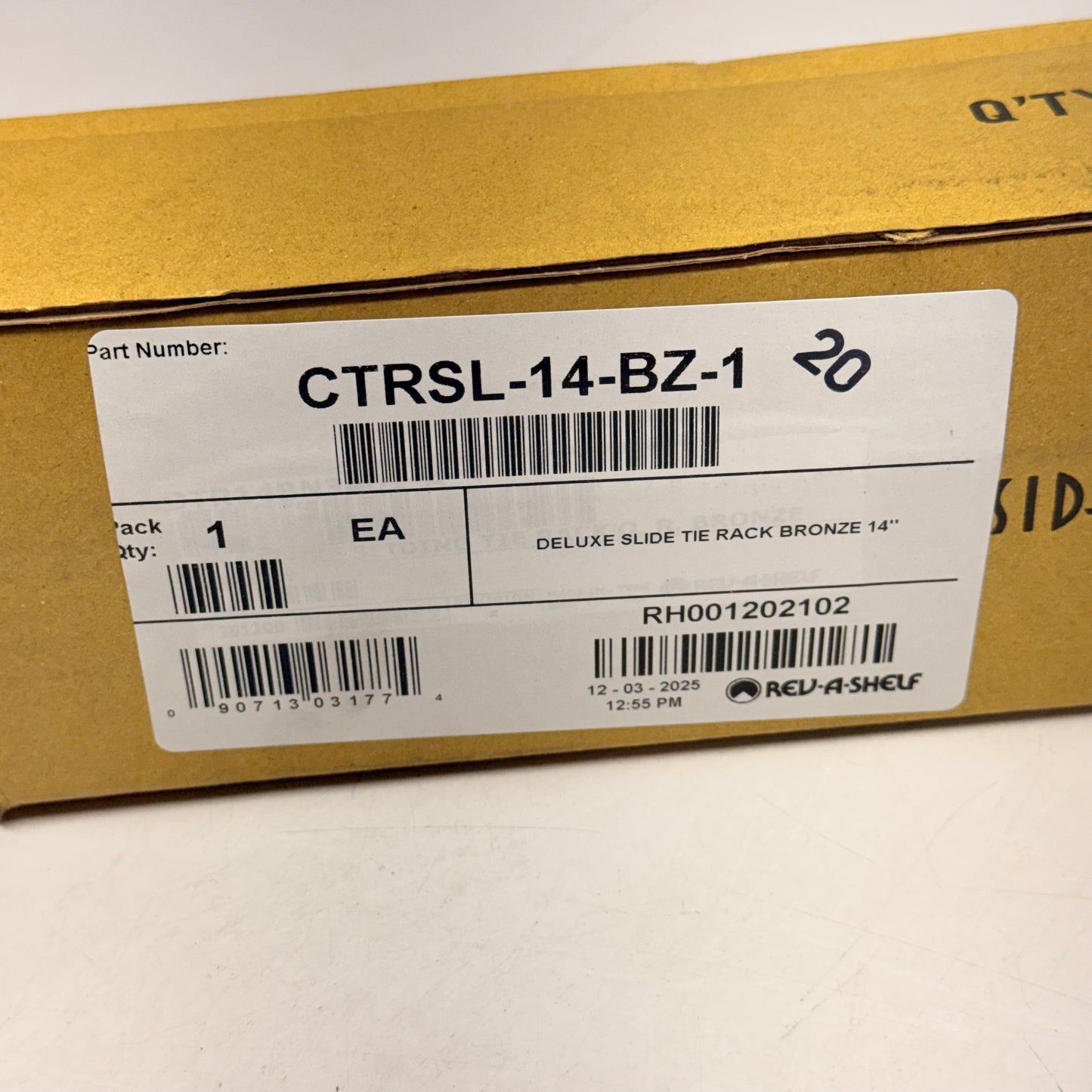 REV A SHELF Deluxe Sliding Pull Out Tie Rack 14" Bronze CTRSL-14-BZ-1