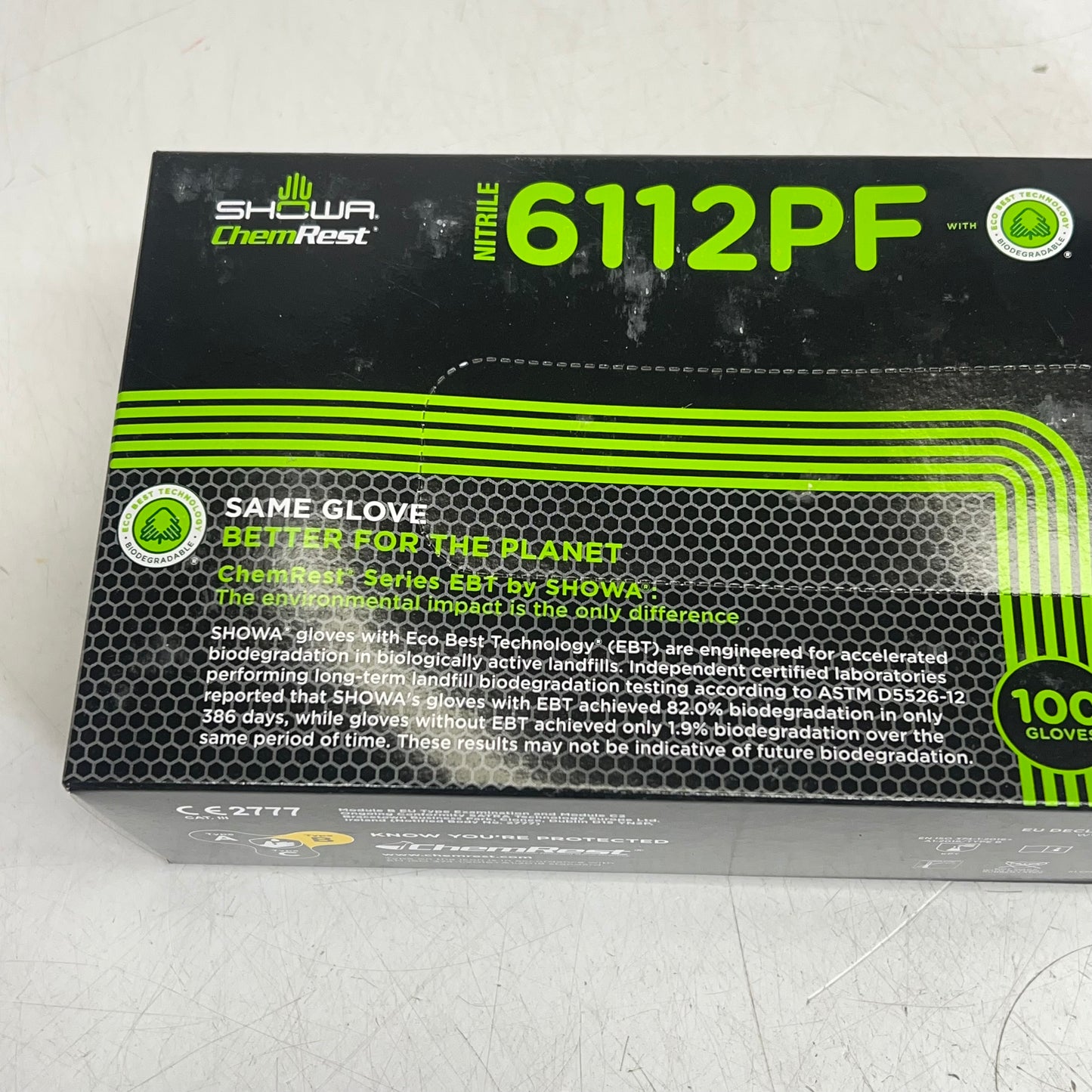 ZA@ SHOWA Biodegradable Single-use Gloves Prioritizes Unisex Sz XL Black 6112PF (New Other)