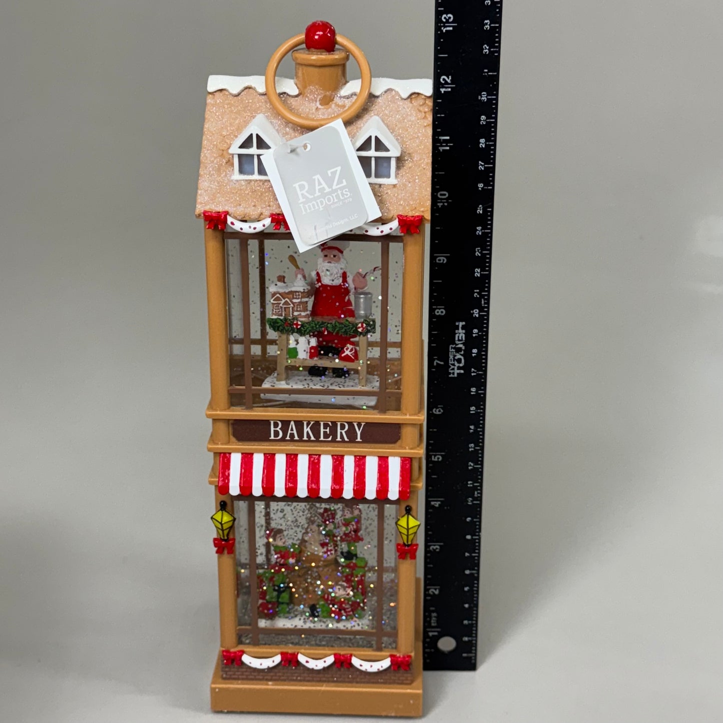 RAZ IMPORTS Santa & Elves Lighted Glob 2 Story Bakery w/ USB Cord 12.5" 4416939