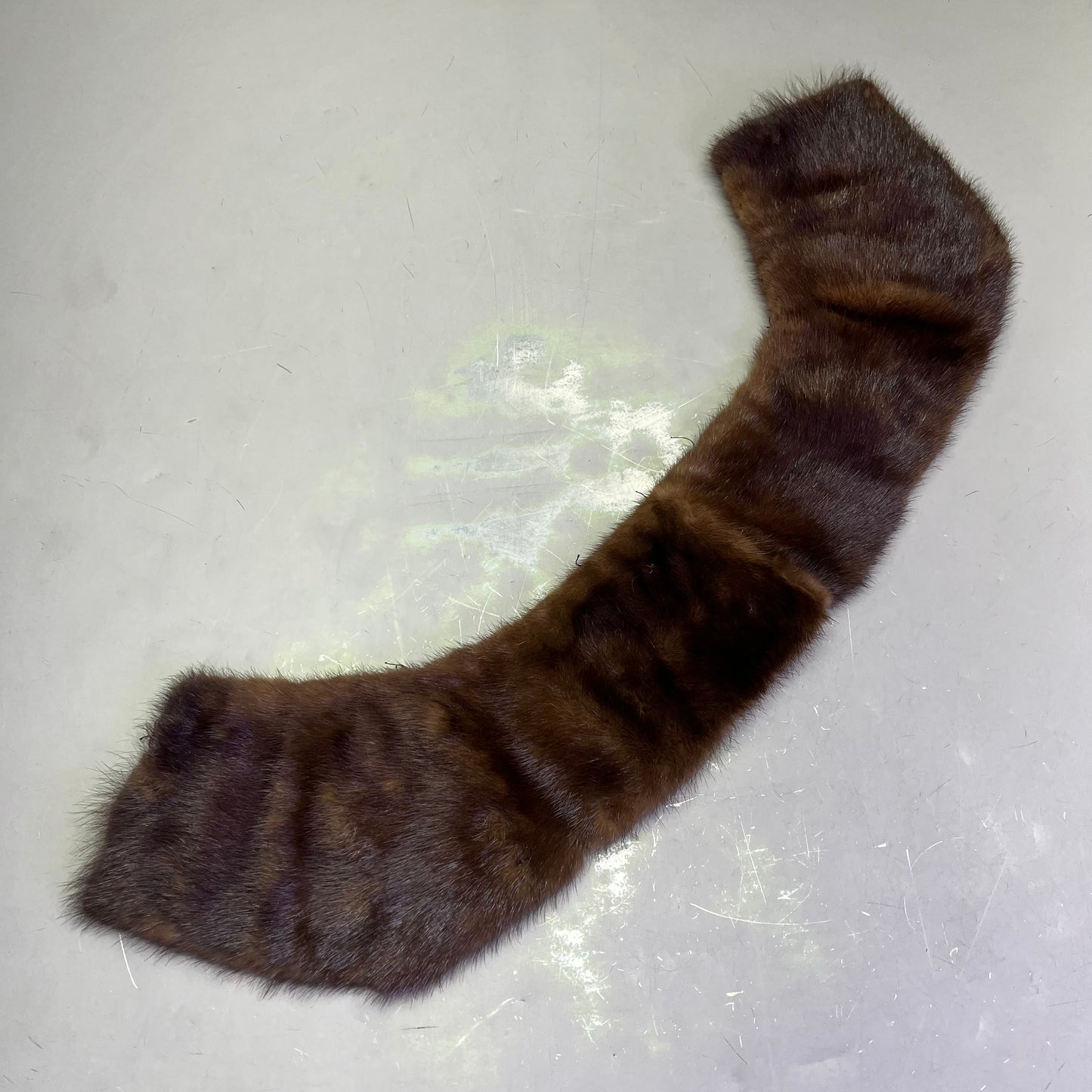 Real Mink Fur Collar/Neck Scarf 27"x5" Brown (Pre-Owned)