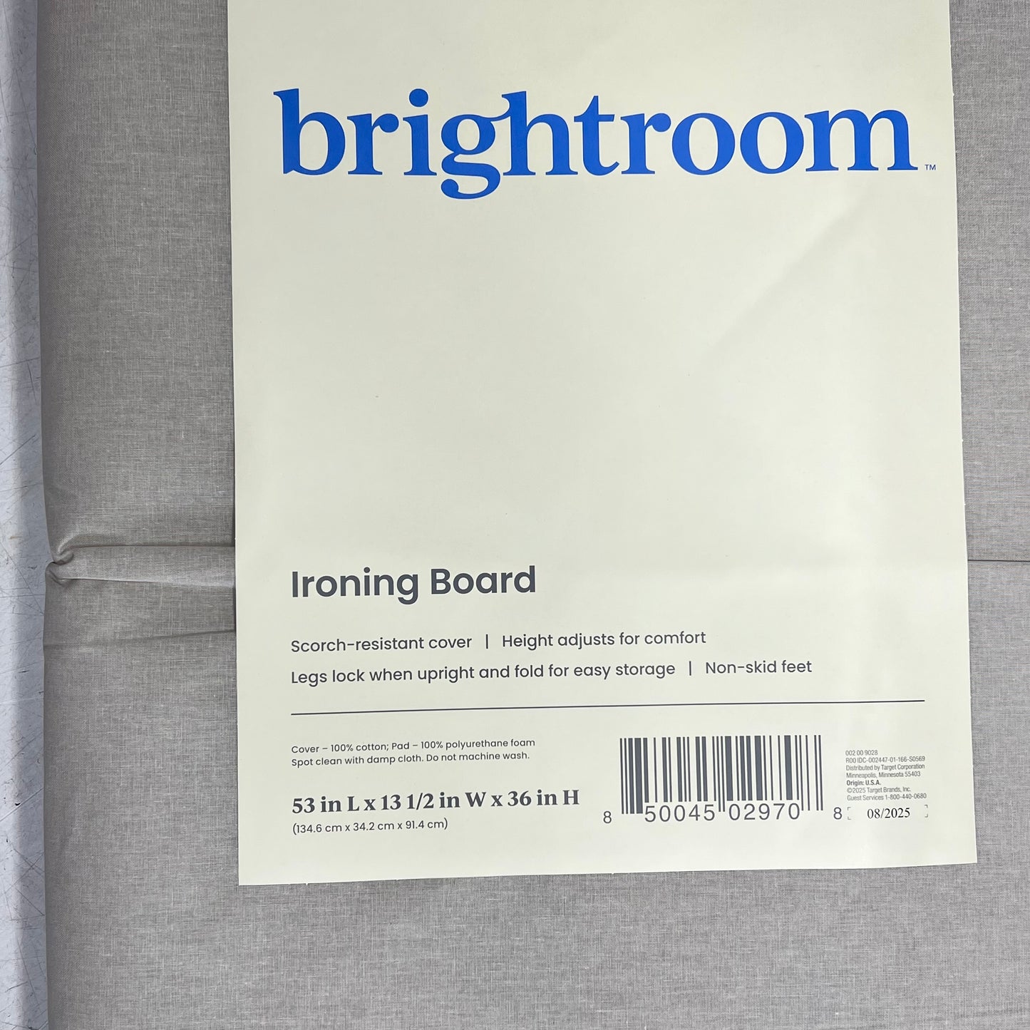 ZA@ BRIGHTROOM Standard Ironing Board Collapsible & Adjustable Grey 002-00-9028