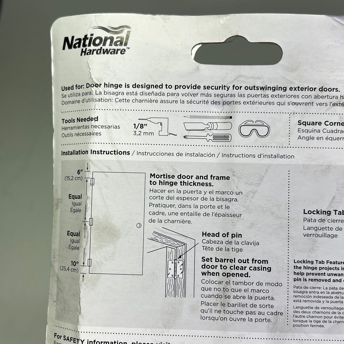 ZA@ NATIONAL HARDWARE (SET OF 3) Flush Removable Pin Steel Door Hinge W/ Hardware 55lb Satin Nickel N830-404