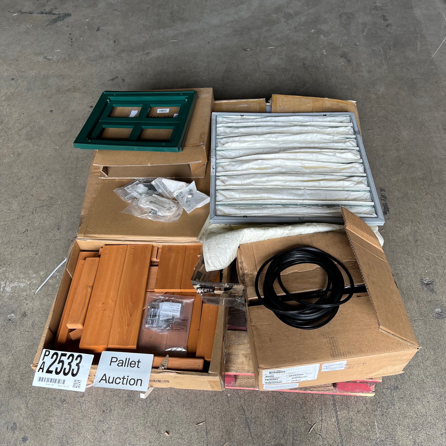 ZA@ Pallet of MIXED Playground Hardware & Wood, Metal Sheets, Playground Windows & More!! (AS-IS)