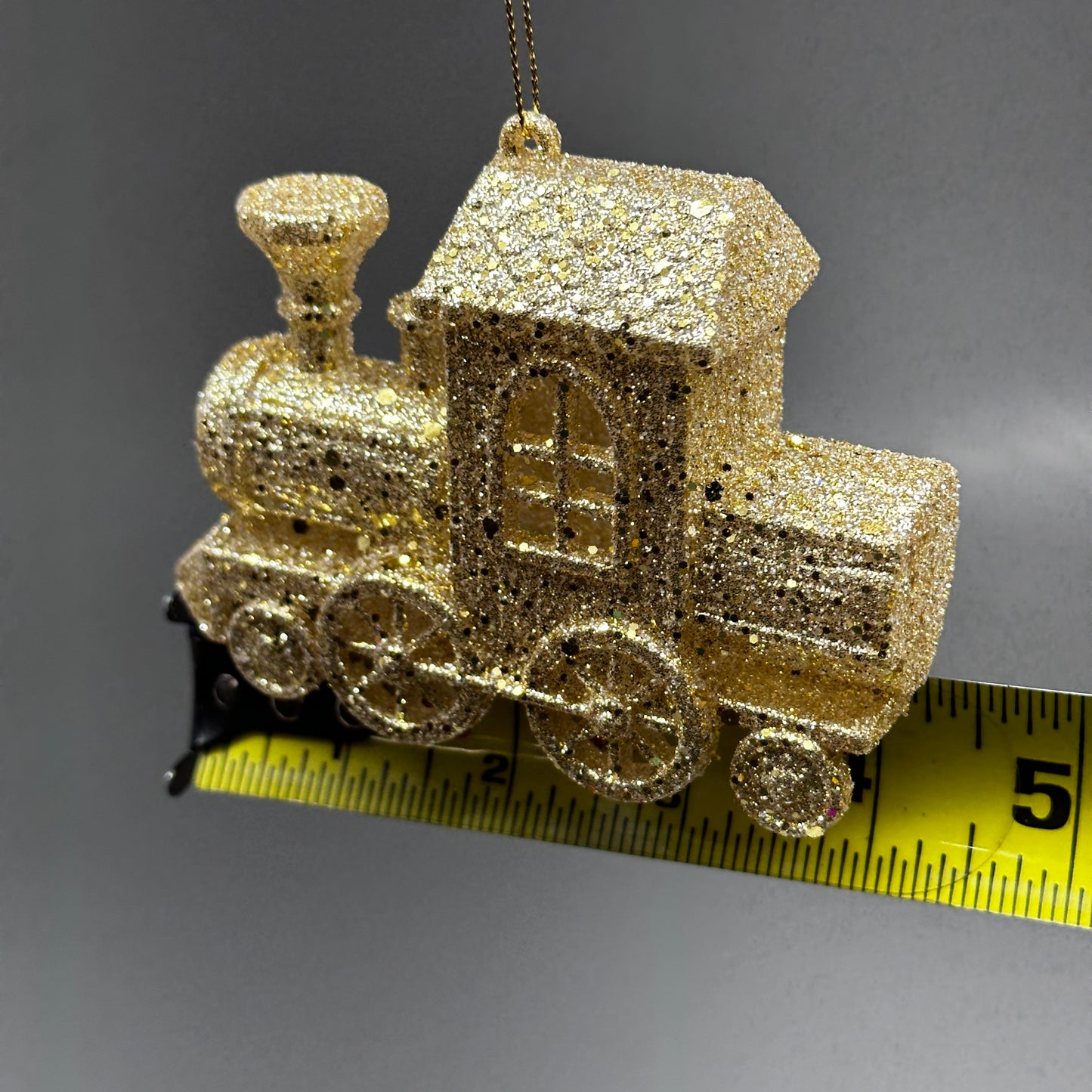 KURT S. ADLER Train Christmas Ornament Gold Glitter 3.4“ T3628