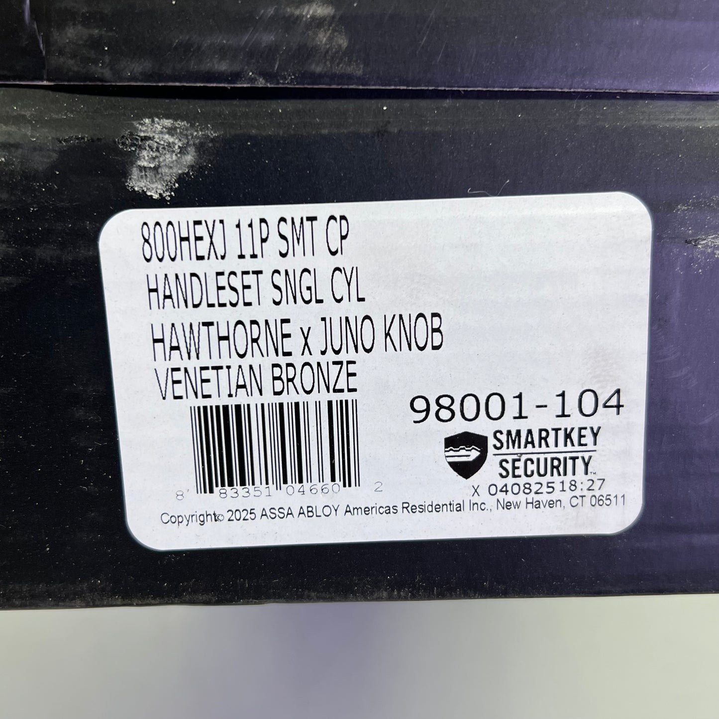 KWIKSET Hawthorne Handleset W/ Juno Knob Deadbolt Venetian Bronze 98001-104