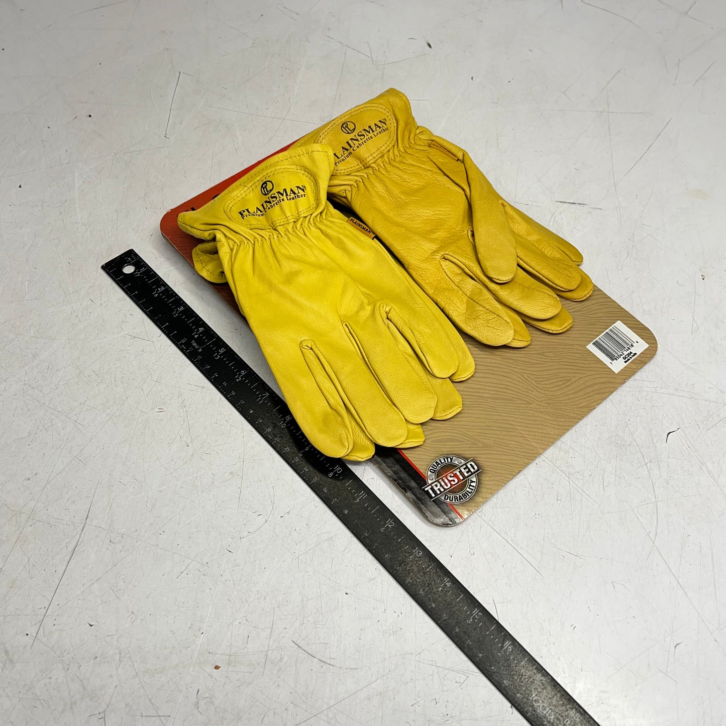 PLAINSMAN (2 PAIR) Premium Cabretta Leather Gloves Unisex Sz XL Yellow GC204