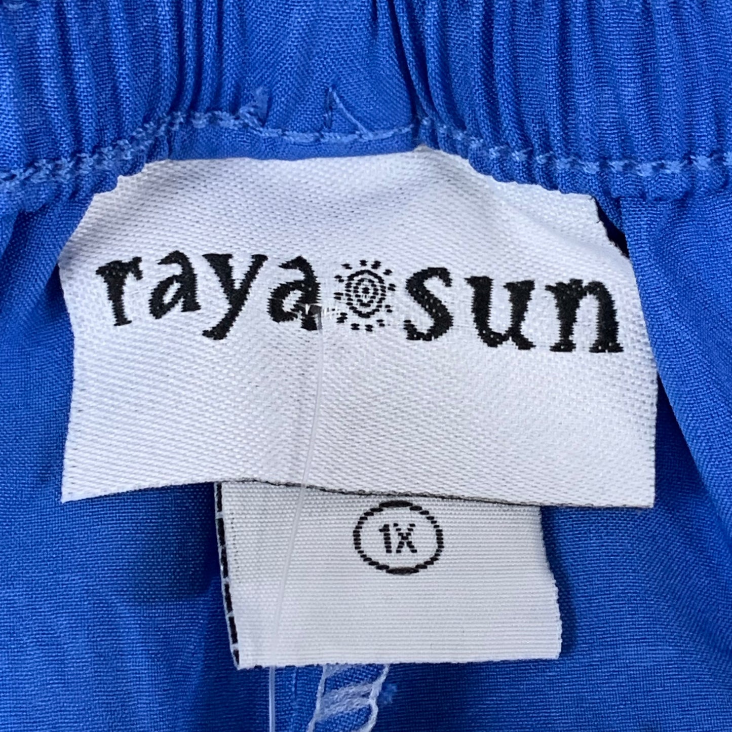 RAYA SUN Stretch Swim Style Shorts W/ Flower Design Women's 1X Blue/Gray