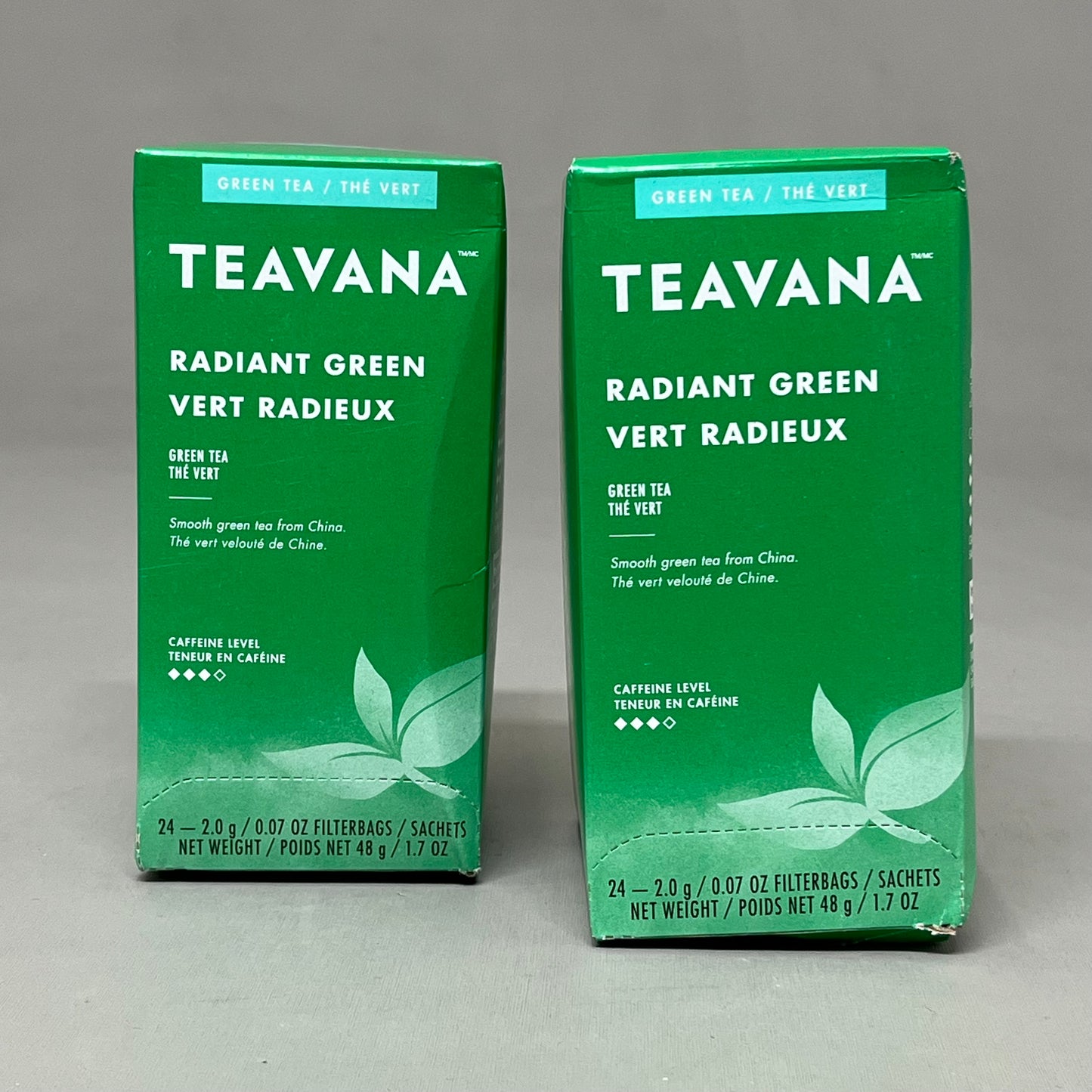 TEAVANA (2 PACK) Radiant Green Tea 26-39mg Caffeine 1.7oz 24 Bags BB 11/25 As-is