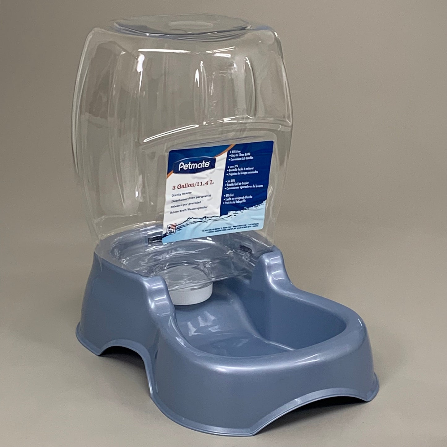 ZA@ PETMATE Pet Cafe Gravity Waterer Water Bowl Station 3 Gal (2 PACK) Blue 24406 C