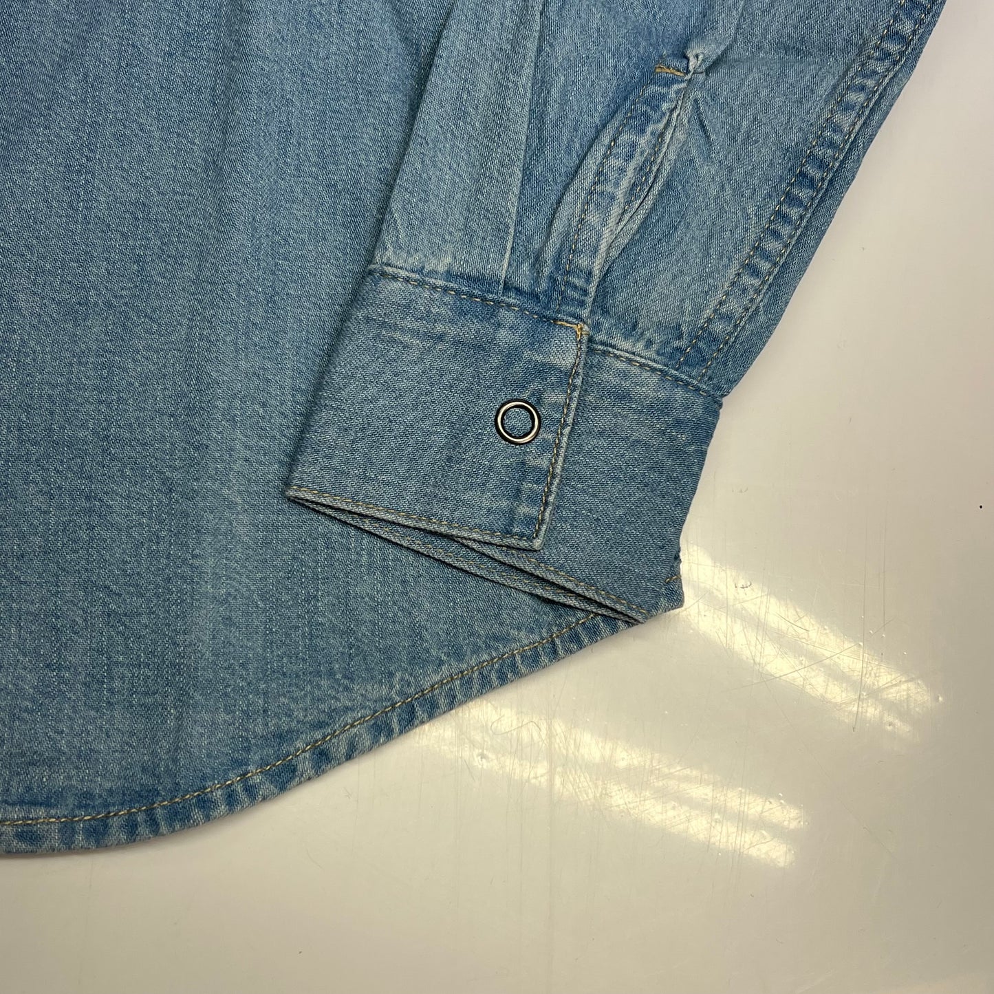 OLD NAVY Denim Western Pocket Shirt Long Sleeve Collared Boy's Sz L Light Blue