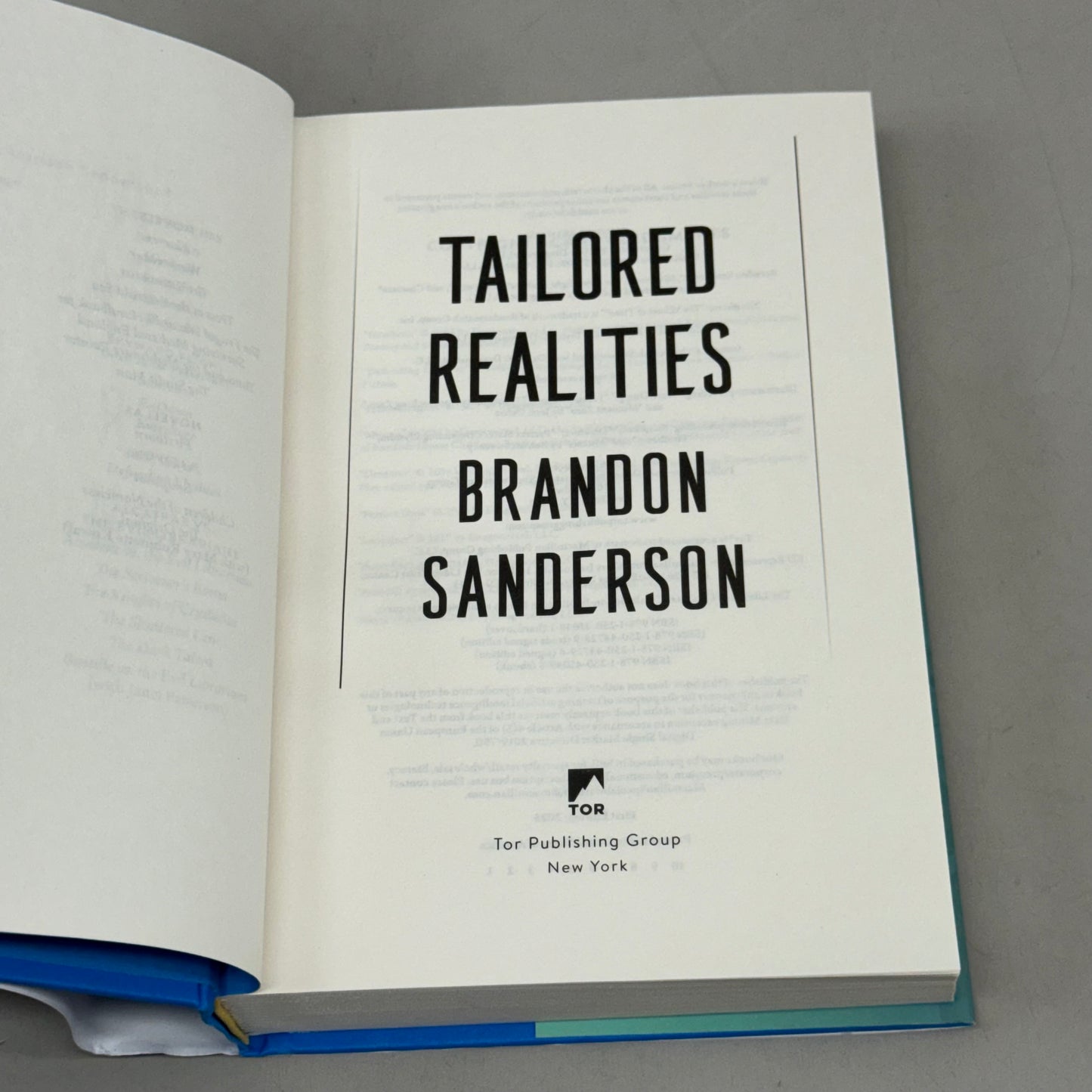 TOR PUBLISHING  Tailored Realities  Brandon Sanderson Hardcover