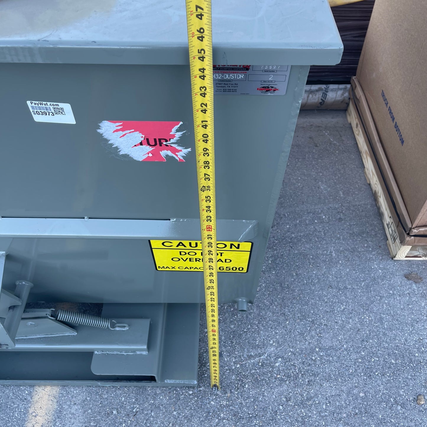FAB CORP Hippo Hopper Self Dumping Gray HH32-DUSTDR