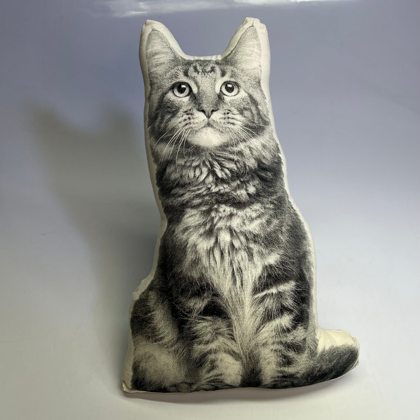 BRODERPRESS Hand Silkscreened Contoured Maine Coon Pillow 17"x11" Black & White