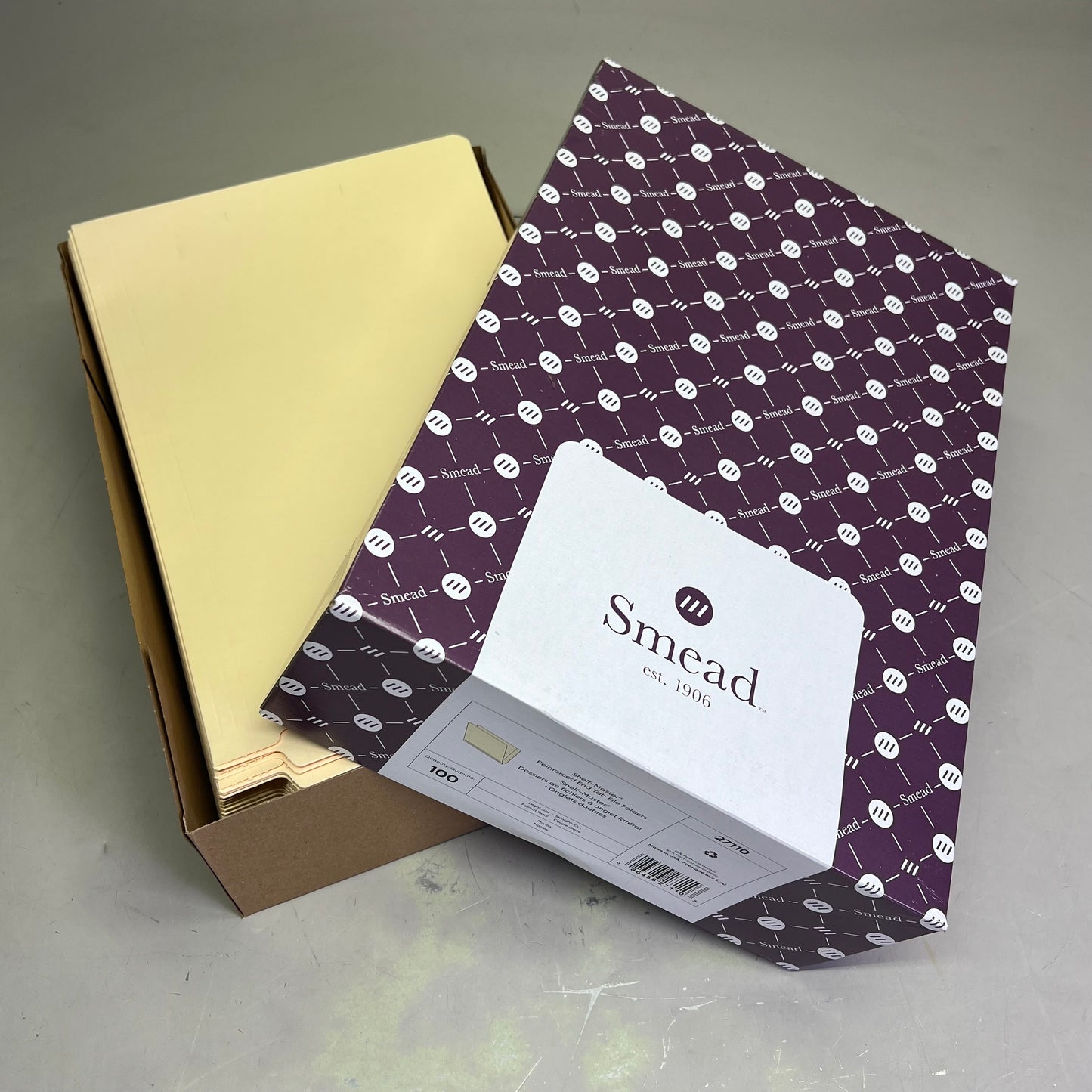 SMEAD (100 PACK) Shelf-Master End Tab File Folder Legal Sz Manila 27110