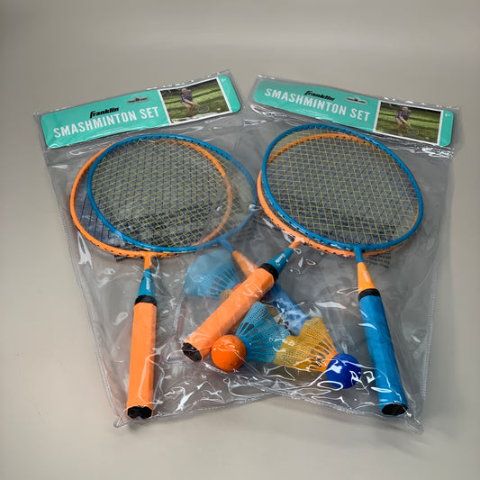 FRANKLIN (2 PACK, 4 Total Rackets) Smashminton Set of 2 Birdies 18 1/2" x 8" Orange/Blue 52608