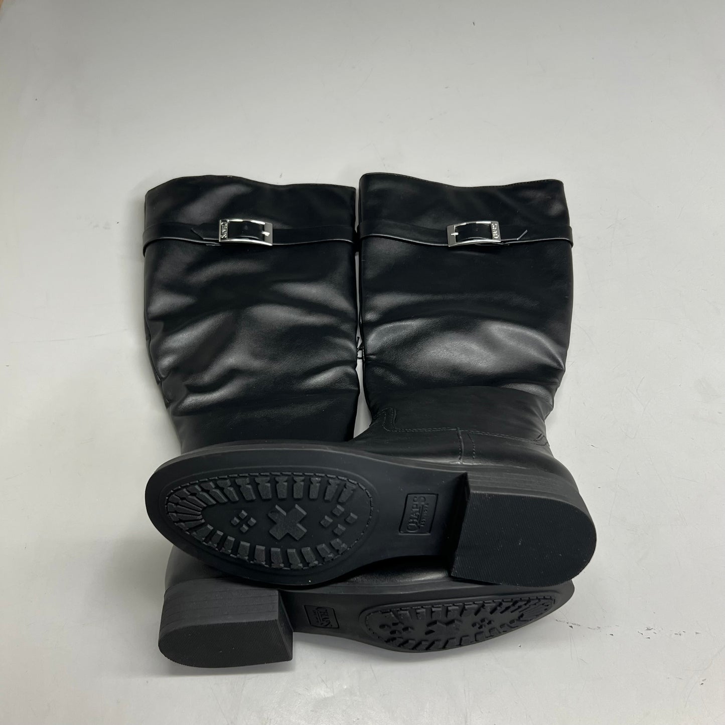 CHAPS Alda Style Riding Boots Faux Leather Women's Sz 7.5 M Black