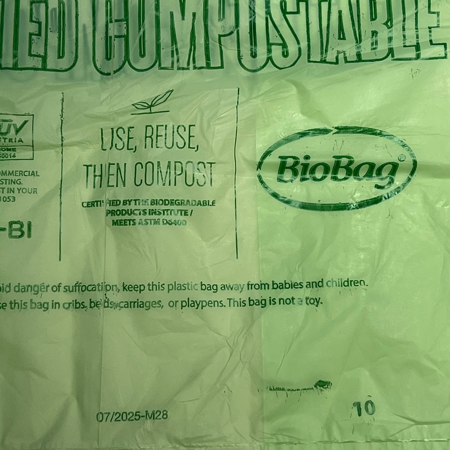 ZA@ BIOBAG Circular Economy Compostable Grocery Bags 16"x19" Green (Distressed) E