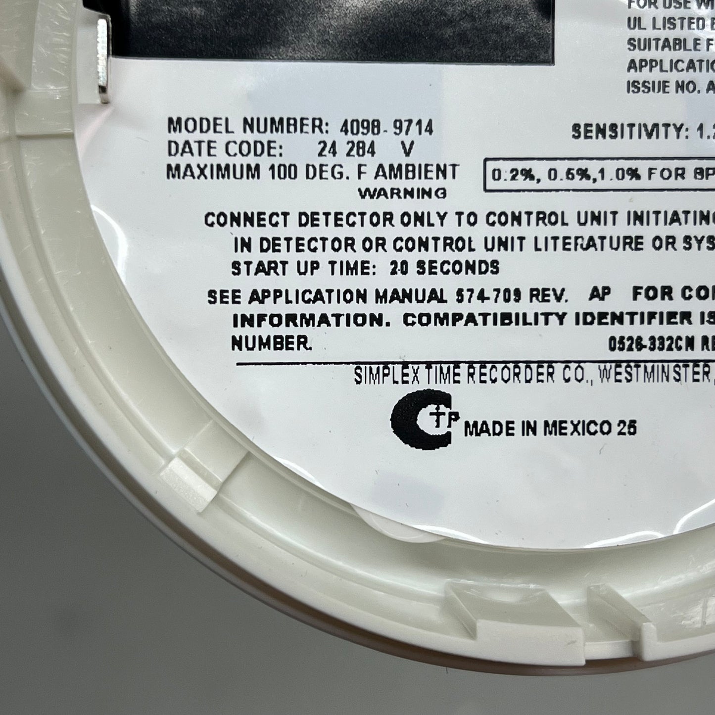 SIMPLEX Plug-In TrueAlarm Addressable Photoelectric Smoke Sensor 4098-9714