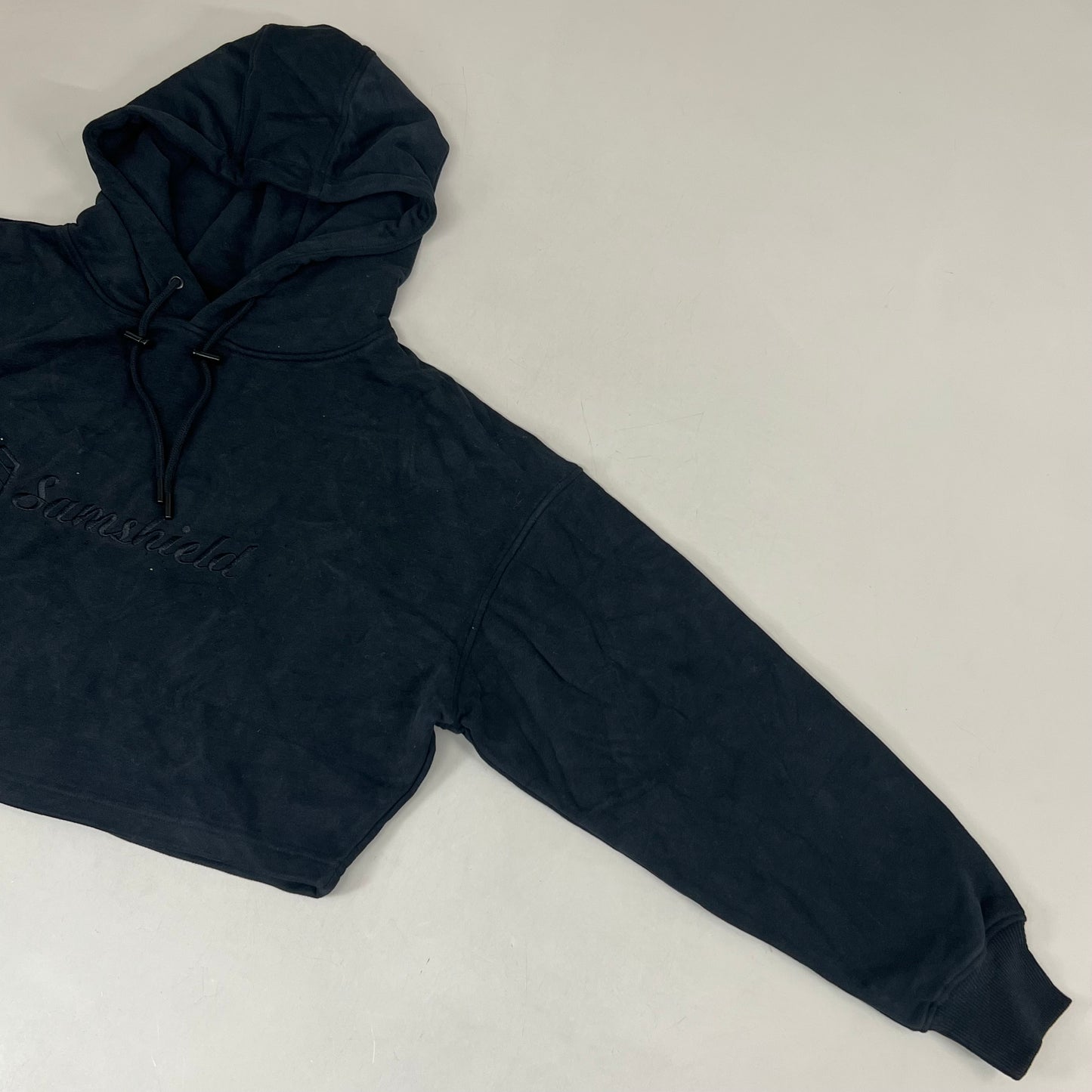 SAMSHIELD Equestrian Hooded Cropped Sweatshirt Women's Sz S Black