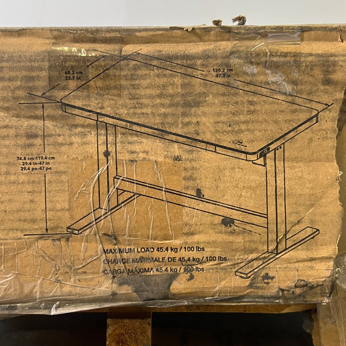 TRESANTI Adjustable Height Desk Sz 20.4-47" H x 23.7" W x 47.3" L 0DP720-D908