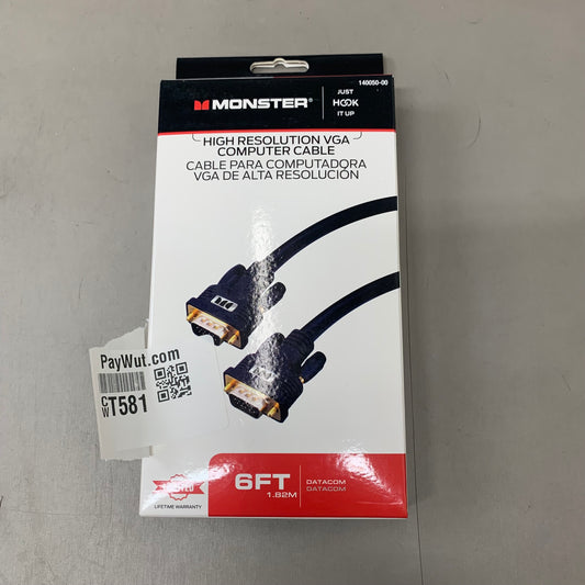 MONSTER High Resolution VGA Computer Cable 6ft Blue 140050-00