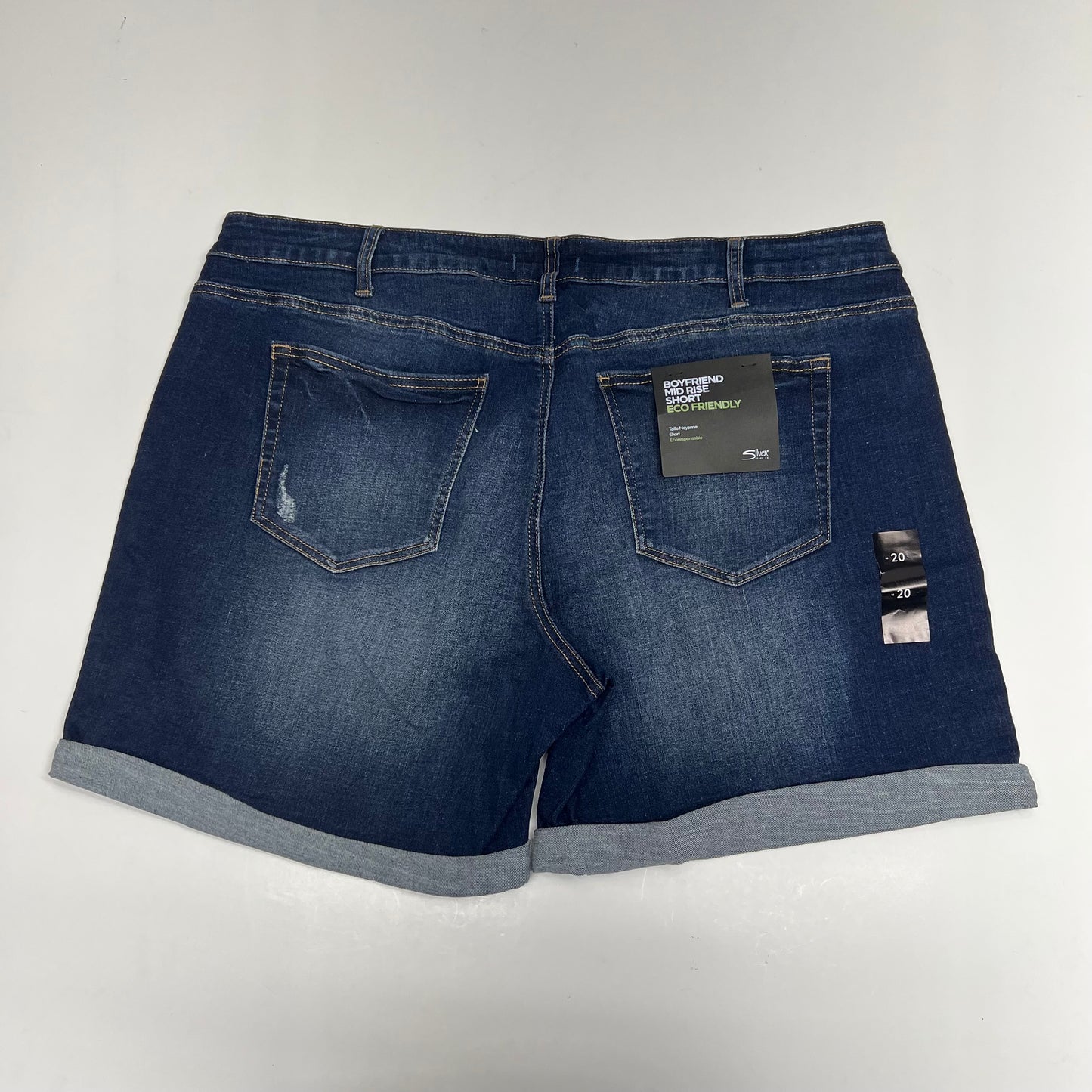 SILVER JEANS CO. Boyfriend Mid Rise Short Women's Sz 20W/6 Indigo W53608ECF428