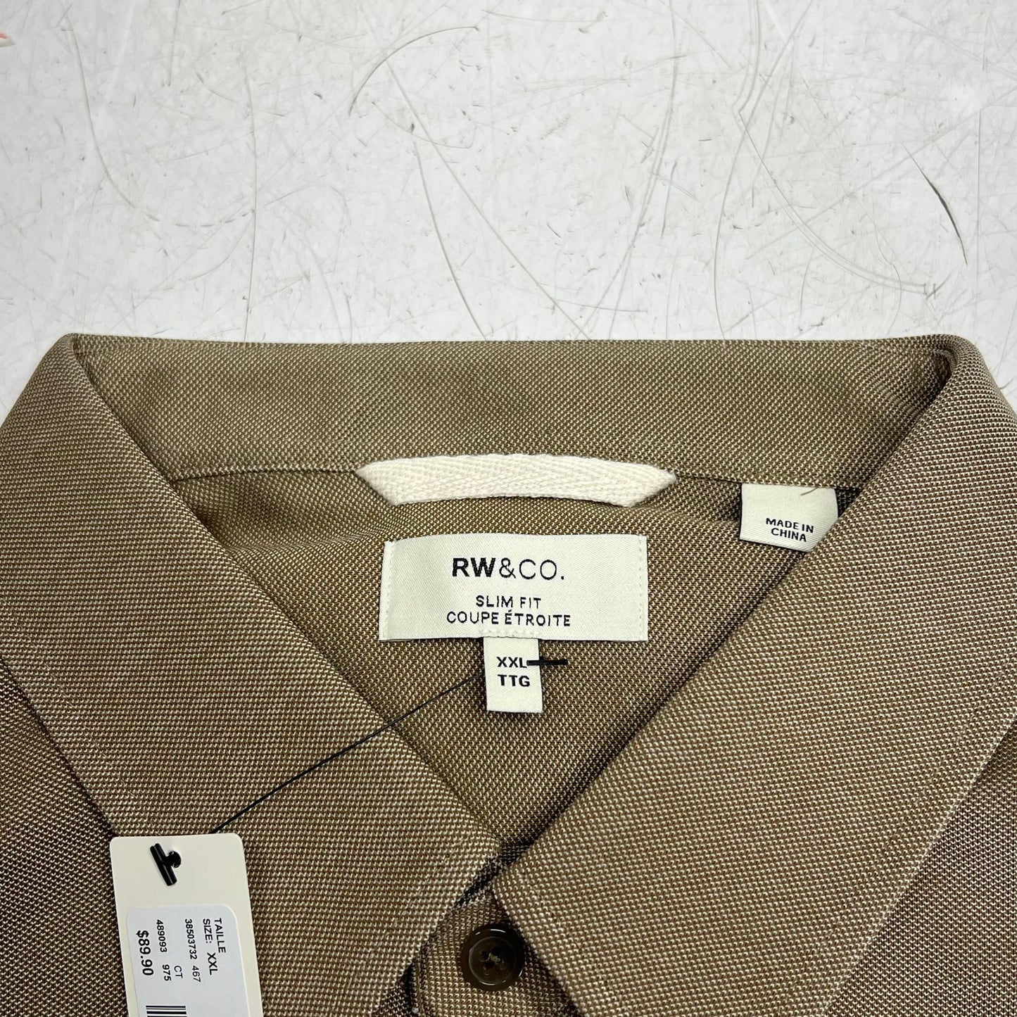 RW & CO Long Sleeve Piqué Knit Shirt Collared Men's Sz XXL Kangaroo 489093