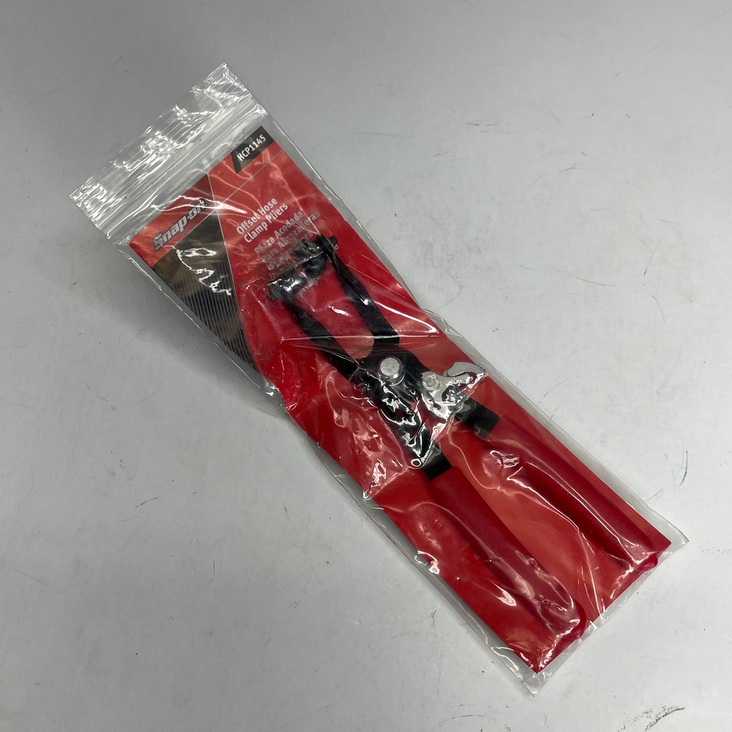 SNAP ON Ratcheting Offset Hose Clamp Pliers  9" 45 Degree Red/Black HCP1145