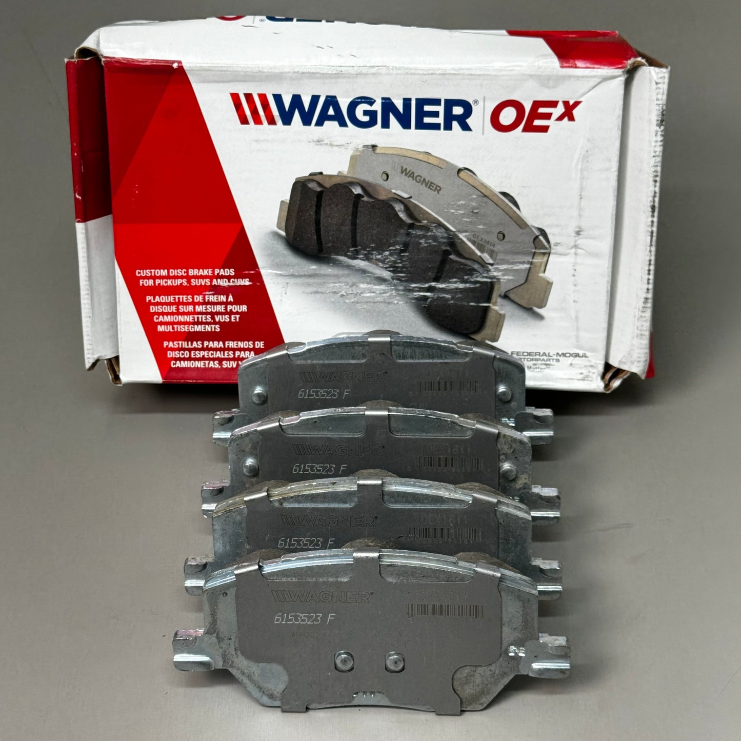 WAGNER OEx Ceramic Disc Brake Pad Set 5 1/2" x 2 1/2" Grey OEX1811