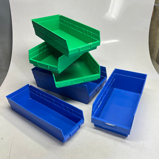 ZA@ (6 PACK) Slide Out Organizing Bins  Assorted Sizes Blue Green