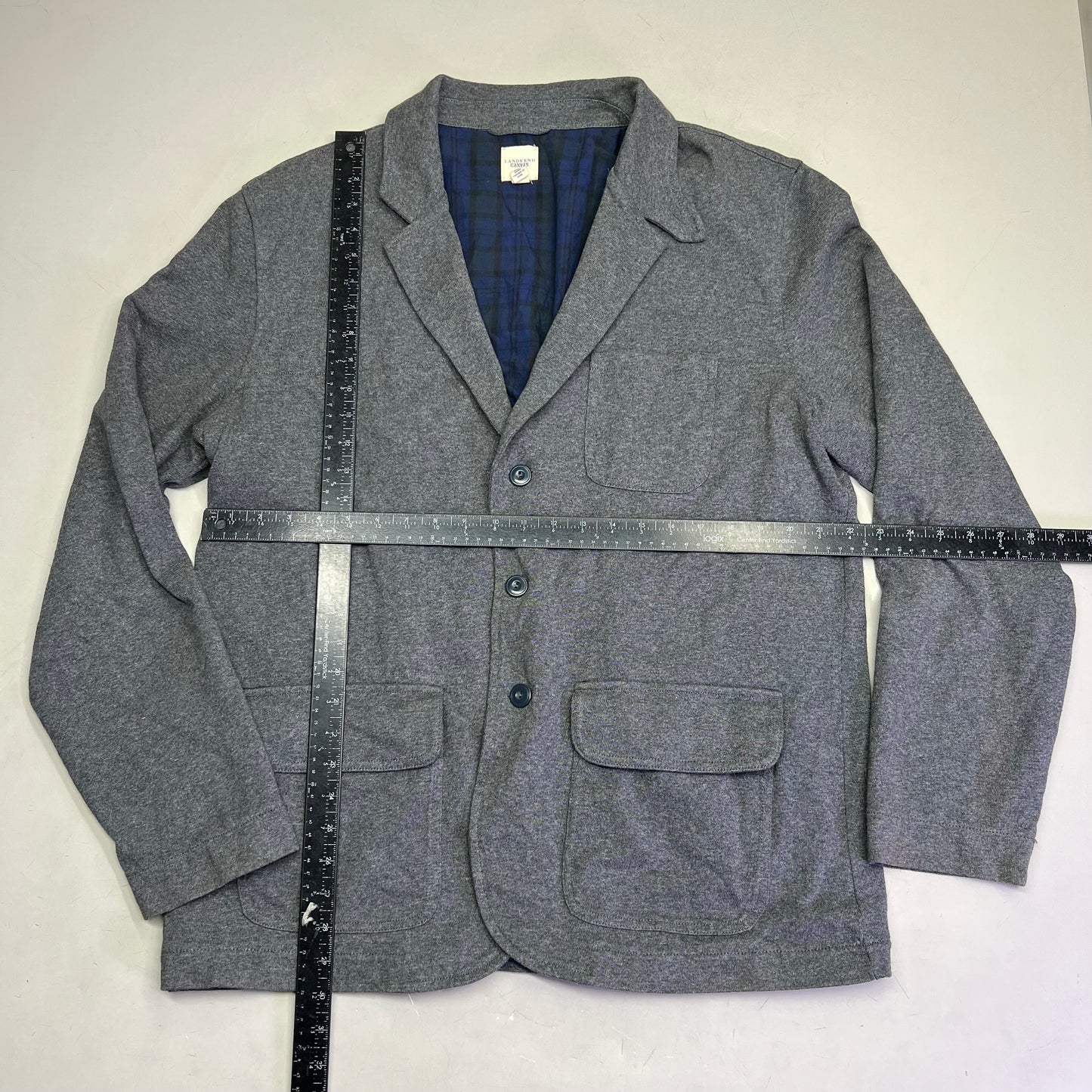 LANDS END CANVAS Jacket 100% Cotton Diamond Stitch Shoulder Men's Sz XL Grey