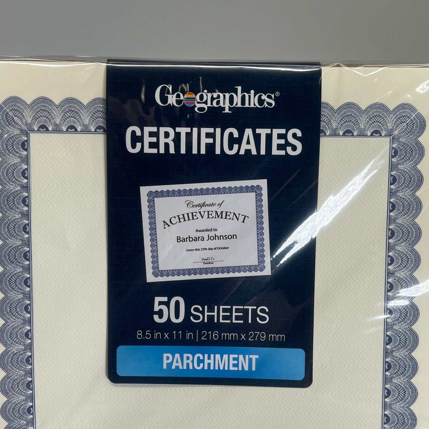 ZA@ GEOGRAPHICS  (2 PACK, 50 SHEETS EACH) Certificates  8.5"x11" Blue/Off White 20008E