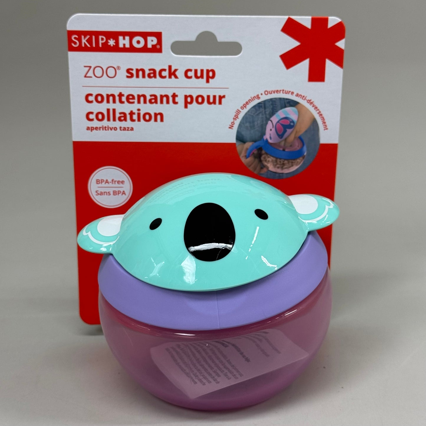 SKIP HOP (2 PACK) Zoo Snack Cup Koala Spill Free Snap Lid Design Ages 12M+ Blue