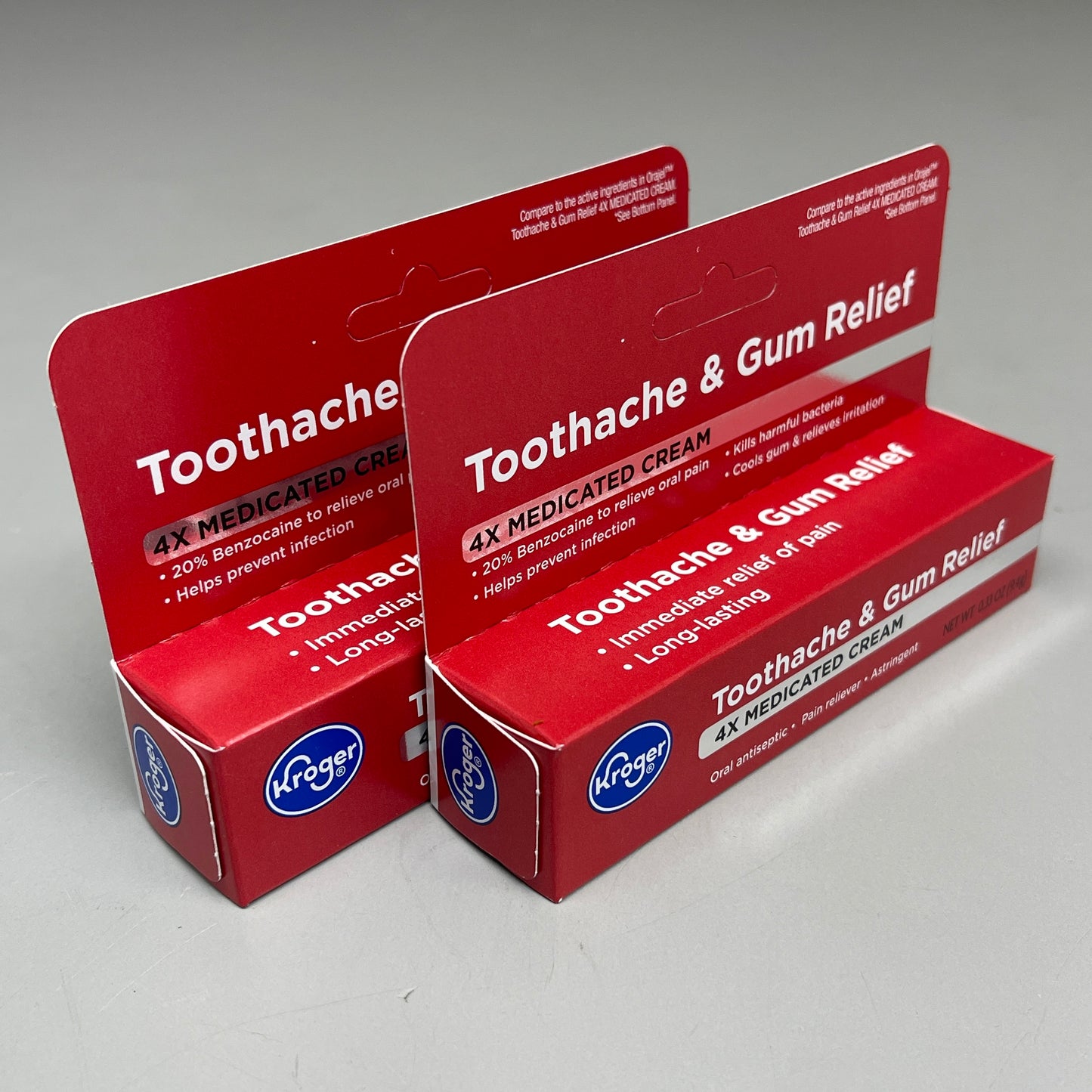 KROGER (2 PACK) Toothache & Gum Relief 4X Medicated Cream 0.33oz BB 04/26