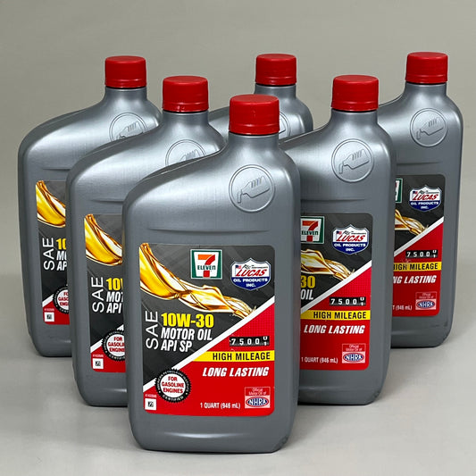 7 ELEVEN (6 PACK) SAE 10W-30 Motor Oil API SP High Milage 1 Quart MFD 06/24 (New Other)